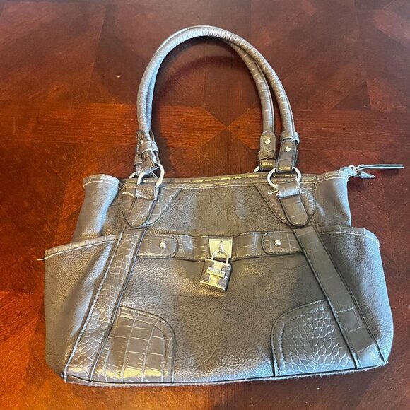 Rosetti Gray Faux Leather Tote Purse Croc-Embossed purse  Padlock  handbag - Picture 1 of 11